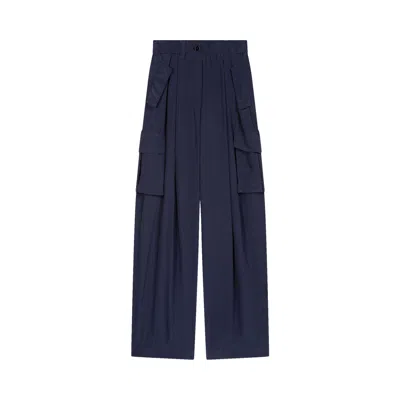 Pre-owned Dries Van Noten Viscose Cargo Pants 'navy' | Blue | Women's Size 40