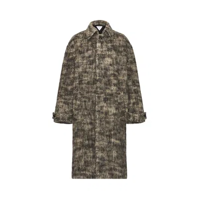 Pre-owned Bottega Veneta Brushed Melange Wool Belted Coat 'beige/white/black' | Tan | Men's Size 56