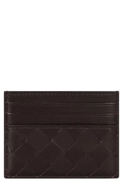 Bottega Veneta Intrecciato Card Case In Brown