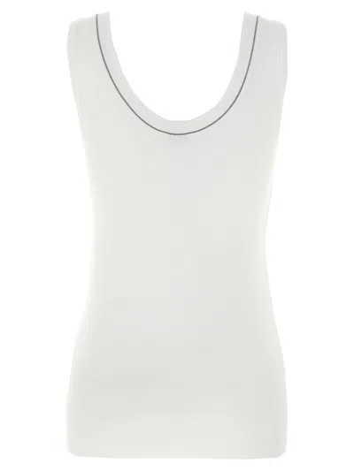 Brunello Cucinelli White Tank Top With Monile Detail In White