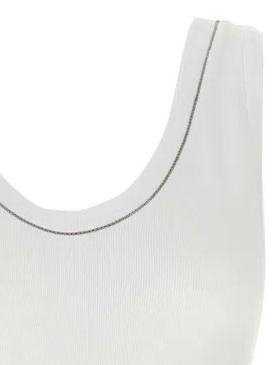 Brunello Cucinelli White Tank Top With Monile Detail In White