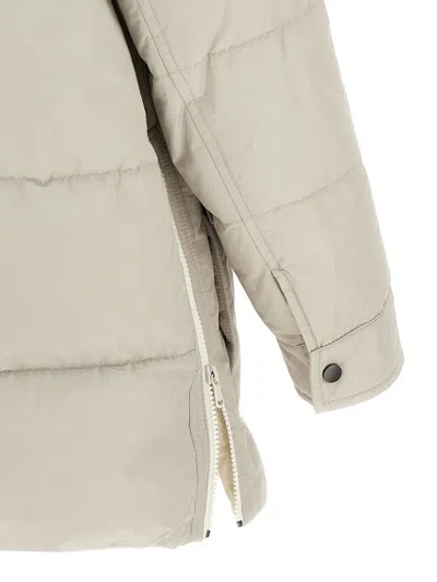 Brunello Cucinelli Knitted Neck Down Jacket Puffer Jackets Beige In White