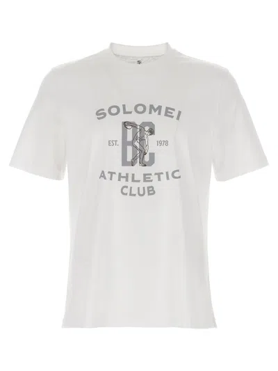Brunello Cucinelli Crew Neck Graphic Print Short Sleeves T-shirt In Neutral