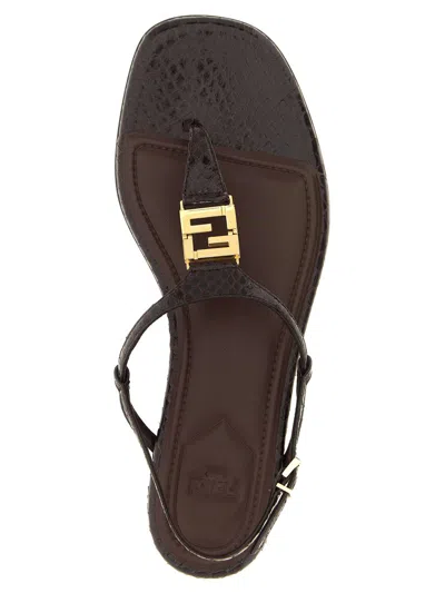 Fendi Brown Minimalist Sandals