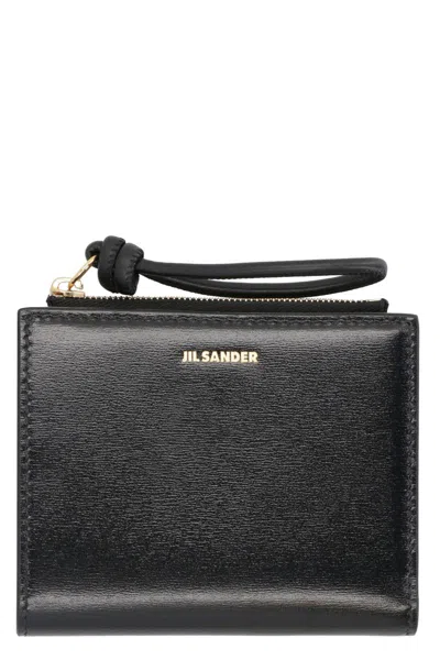 Jil Sander Giro Mini Leather Wallet In Black