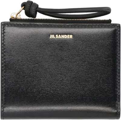 Jil Sander Giro Mini Leather Wallet In Black