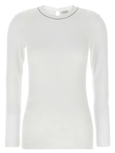 Brunello Cucinelli Ribbed Texture Crew Neck T-shirt In White