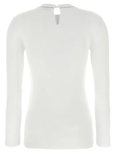 Brunello Cucinelli Ribbed Texture Crew Neck T-shirt In White