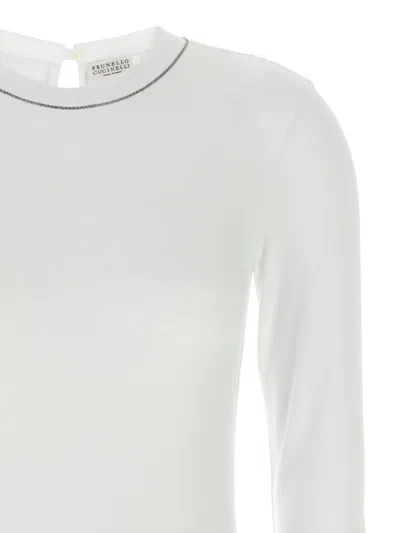 Brunello Cucinelli Ribbed Texture Crew Neck T-shirt In White