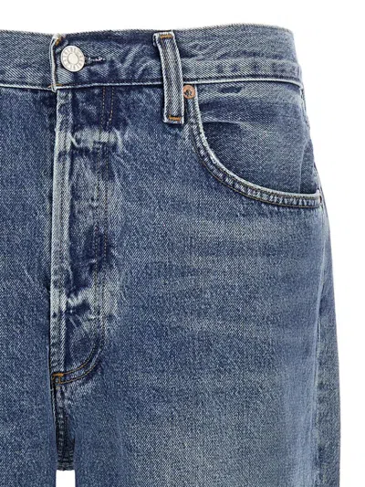 Agolde Relaxed Fit Faded Denim Trousers With Pockets In Blue