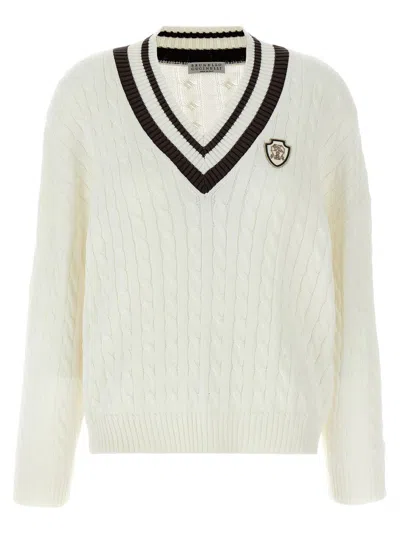 Brunello Cucinelli Braided Cotton Sweater Sweaters And Cardigans White In Neutral
