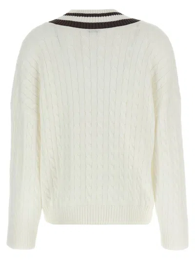 Brunello Cucinelli Braided Cotton Sweater Sweaters And Cardigans White In Neutral