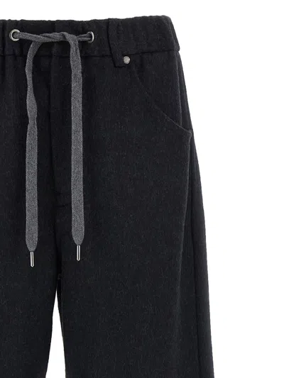 Brunello Cucinelli Wide Leg Flannel Trousers In Blue