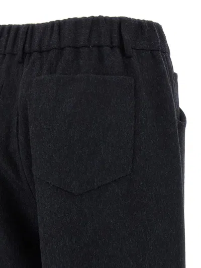 Brunello Cucinelli Wide Leg Flannel Trousers In Blue