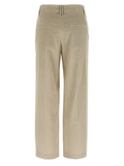 Brunello Cucinelli Velvet Trousers With Pockets And Loops In Brown