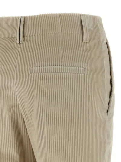 Brunello Cucinelli Velvet Trousers With Pockets And Loops In Brown