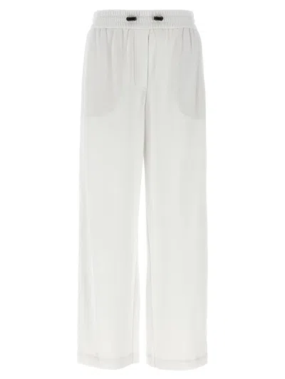 Brunello Cucinelli Hose Mit Elastischem Bund In White