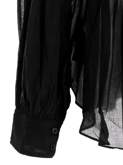 Isabel Marant Étoile Pleated Sheer Fabric Shirt With Long Sleeves In Black