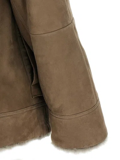 Brunello Cucinelli Lapel Long Sleeve Cotton Coat In Brown
