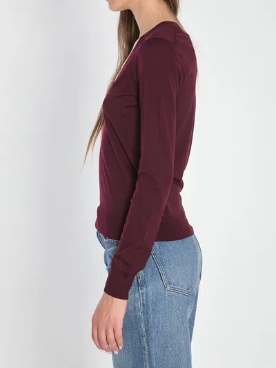 Saint Laurent V-neckline Pullover In Burgundy