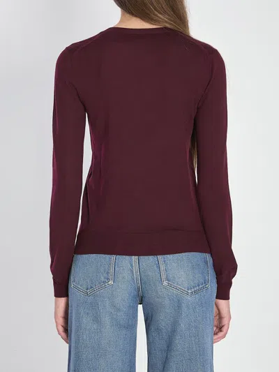 Saint Laurent V-neckline Pullover In Burgundy