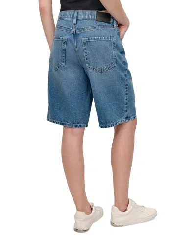 Dkny Jeans High Waist Utility Denim Shorts In Blue