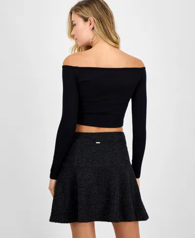 Guess Women's Carla Off-the-shoulder Ribbed Top In Black