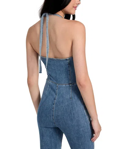 Guess Blair Denim Halter Jumpsuit In Blue