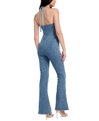 Guess Blair Denim Halter Jumpsuit In Blue