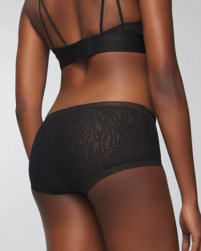Soma Women's  Boyshort Panty With Stretch Lace In Gray Size Medium