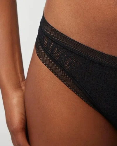 Soma Women's  Thong Panty With Stretch Lace In Gray Size Xl