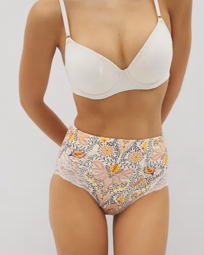Soma Women's Vanishing Tummy High-waist Brief Panty With Lace In Ivory Size Medium |