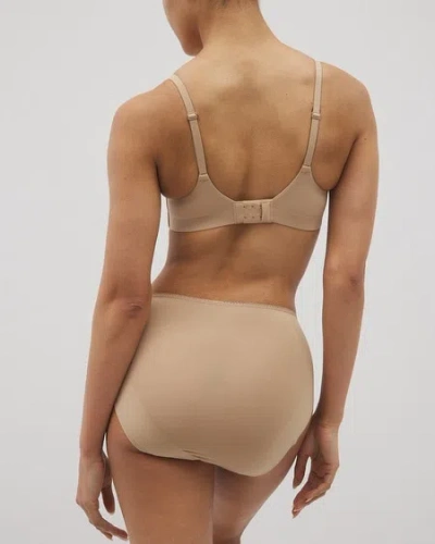 Soma Women's No Show Microfiber Modern Brief Panty With Lace In Ivory Size Xl |  Vanishing Edge Panti