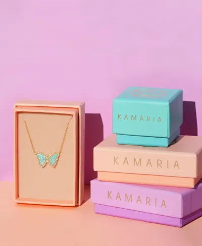 Kamaria Butterfly Necklace With Lab-grown Opal In 14k Gold Plated Sterling Silver