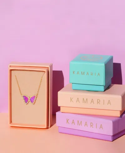 Kamaria Butterfly Necklace With Lab-grown Opal In 14k Gold Plated Sterling Silver