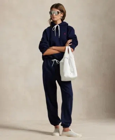 Polo Ralph Lauren Womens Shrunken Fit Fleece Hoodie Sweatshirt Drawstring Sweatpants In Gray