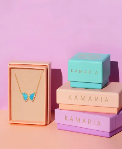 Kamaria Butterfly Necklace With Lab-grown Opal In 14k Gold Plated Sterling Silver
