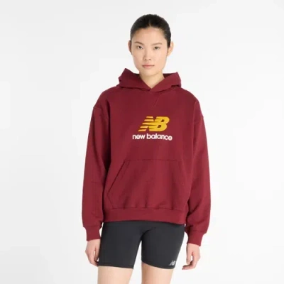 New Balance Logo-print Hoodie In Brown