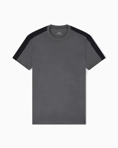 Armani Exchange Contrasting Regular Fit Tape T-shirt In Gray