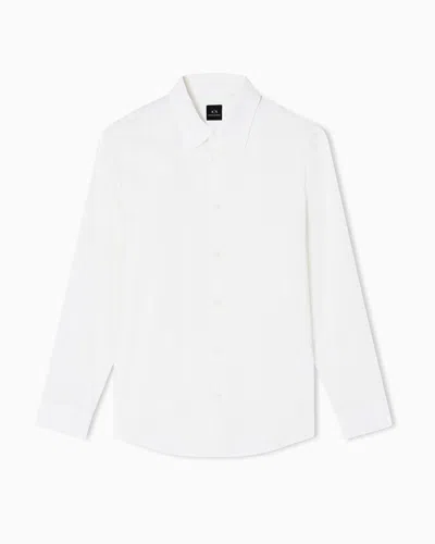 Armani Exchange Regular Fit Cotton Jacquard Shirt In White