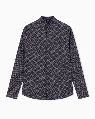 Armani Exchange Slim Fit Stretch Cotton Shirt In Gray