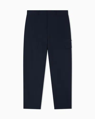 Armani Exchange Stretch Nylon Cargo Trousers In Blue