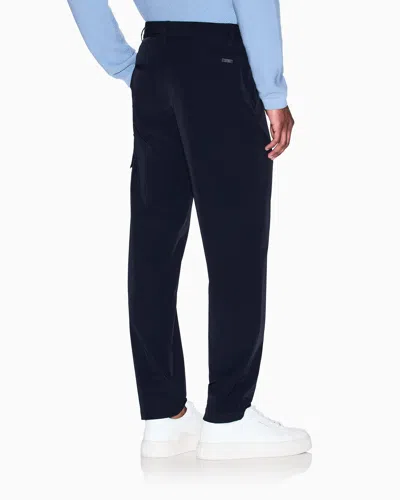 Armani Exchange Stretch Nylon Cargo Trousers In Blue