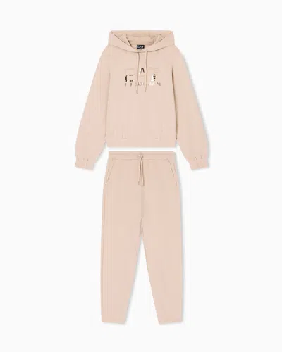 Ea7 Organic Cotton-blend Tracksuit With Oversized Logo