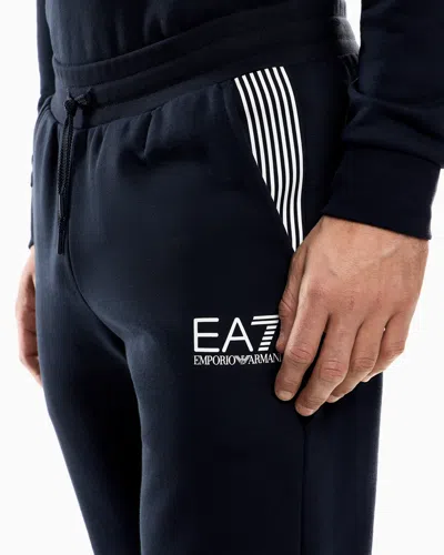 Ea7 Asv 7 Lines Cotton-blend Joggers In Black
