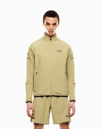 Ea7 Dynamic Athlete Zip-up Sweatshirt In Ventus7 Technical Fabric In Yellow