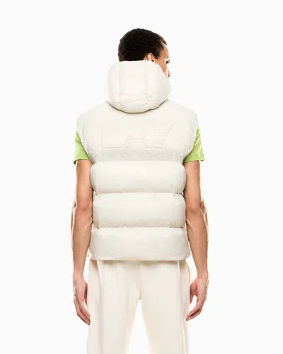 Ea7 Padded, Hooded Gilet Made Of Technical Fabric In White