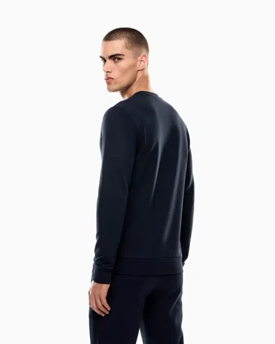 Ea7 Asv 7 Lines Crew-neck Sweatshirt In A Cotton Blend In Blue