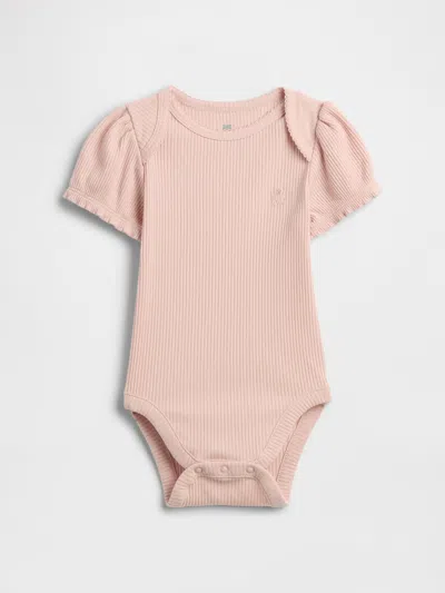 Gap Baby First Favorites Tinyrib Puff-sleeve Bodysuit In Pink