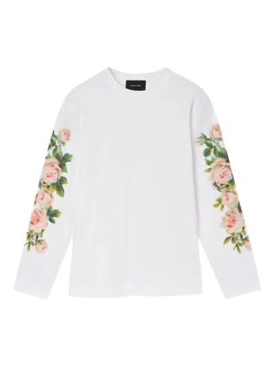 Simone Rocha Rose-print Long-sleeve T-shirt In White